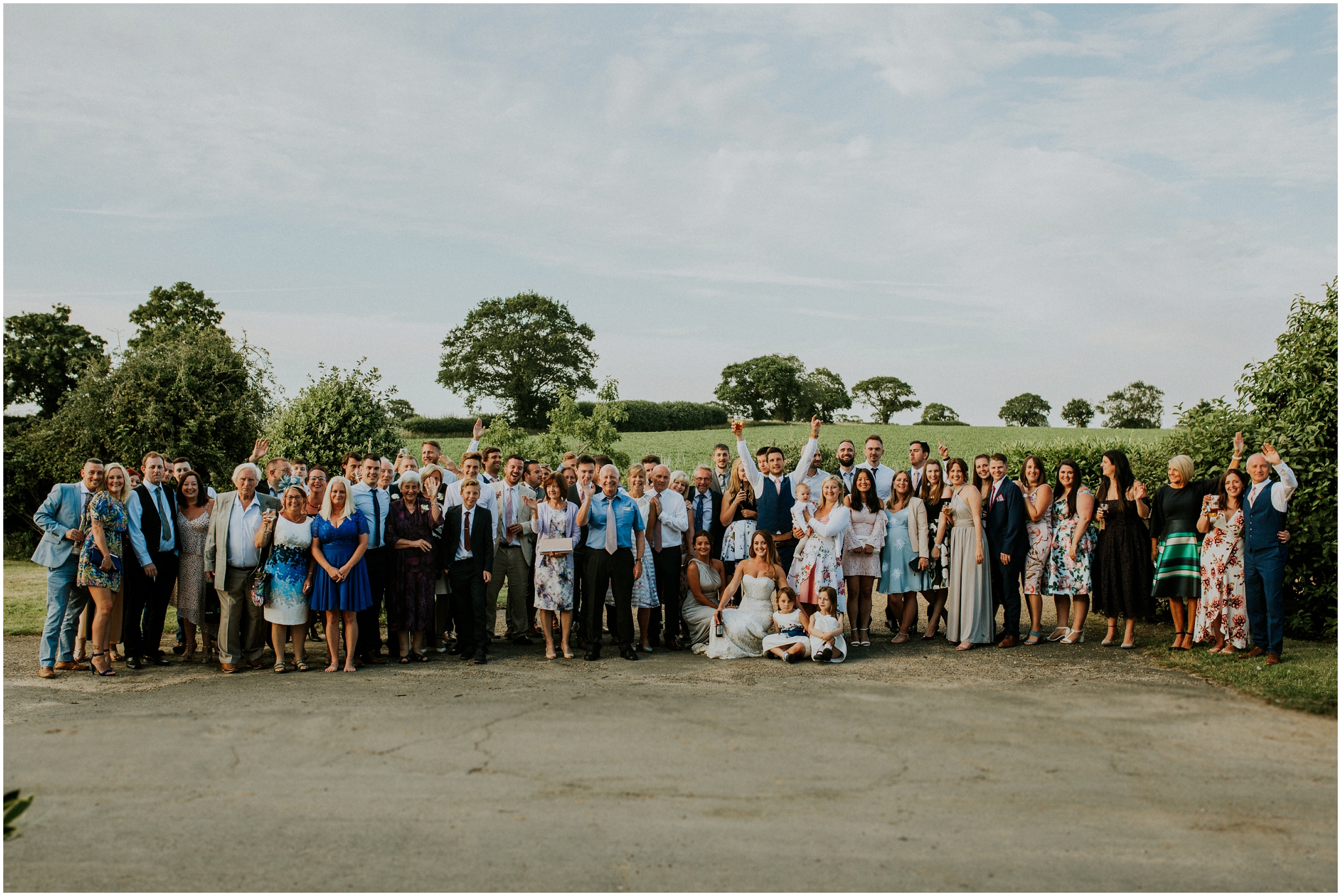 group photo of everyone at the wedding