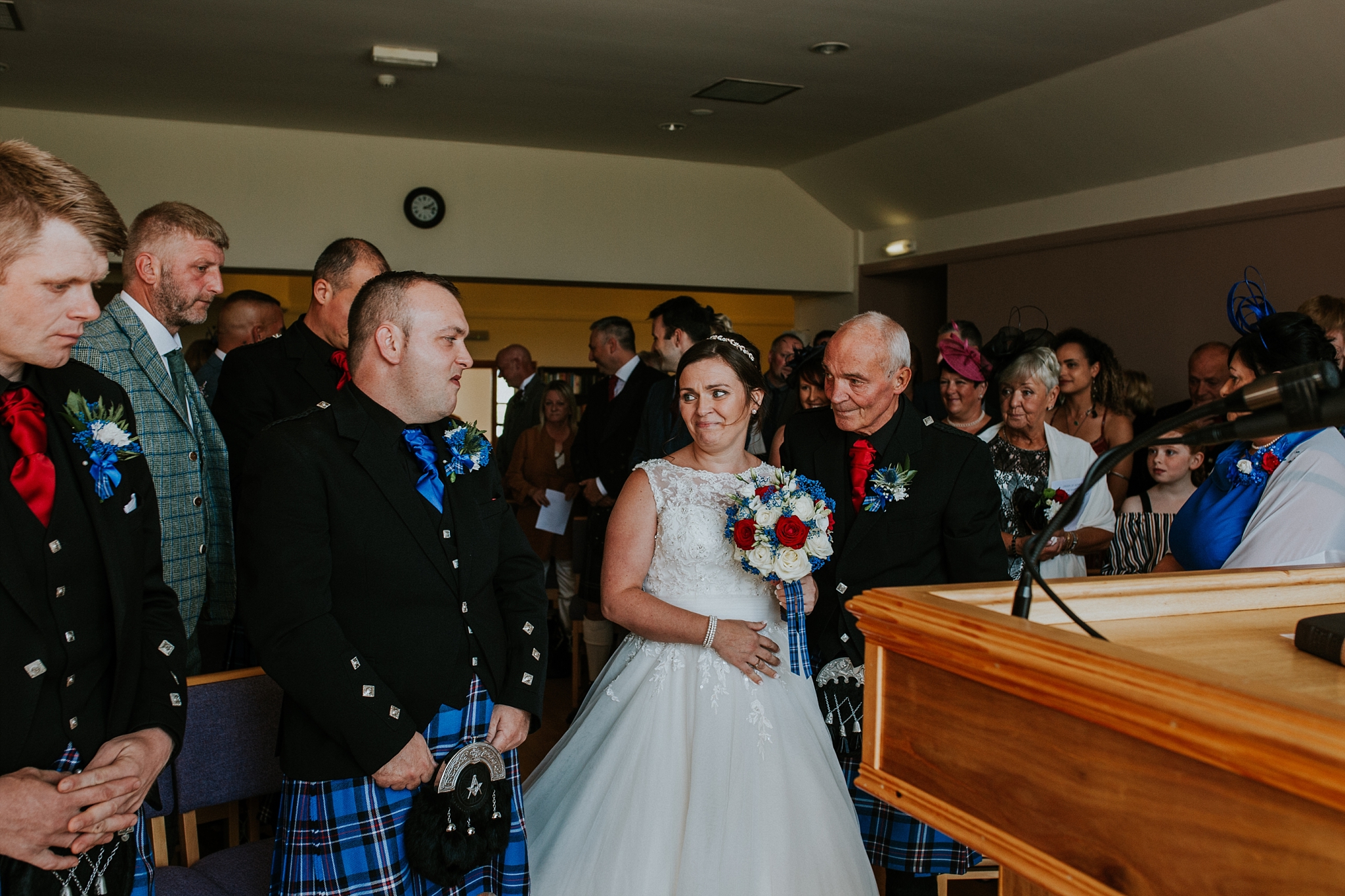 Bride and dad arriving at the top of the isle, Carnish Free Church