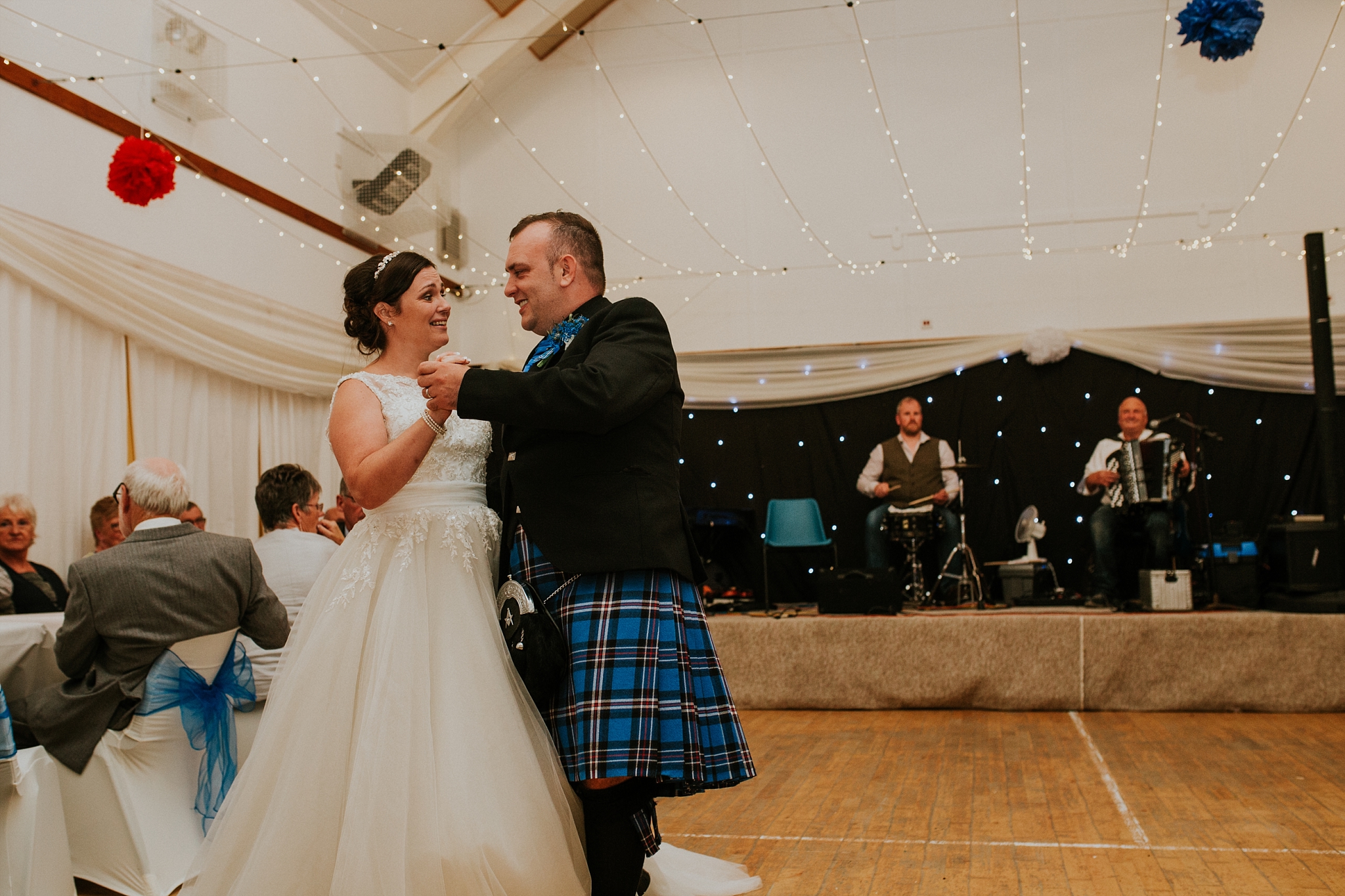 bride and groom first dance, carnish hall, north uist